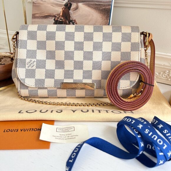Authentic Louis Vuitton Favorite PM Azue Damier Crossbody Clutch Bag B0698 - Picture 2 of 16